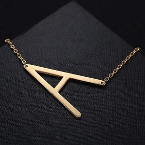 Large Initial Necklace 18k Gold Plated